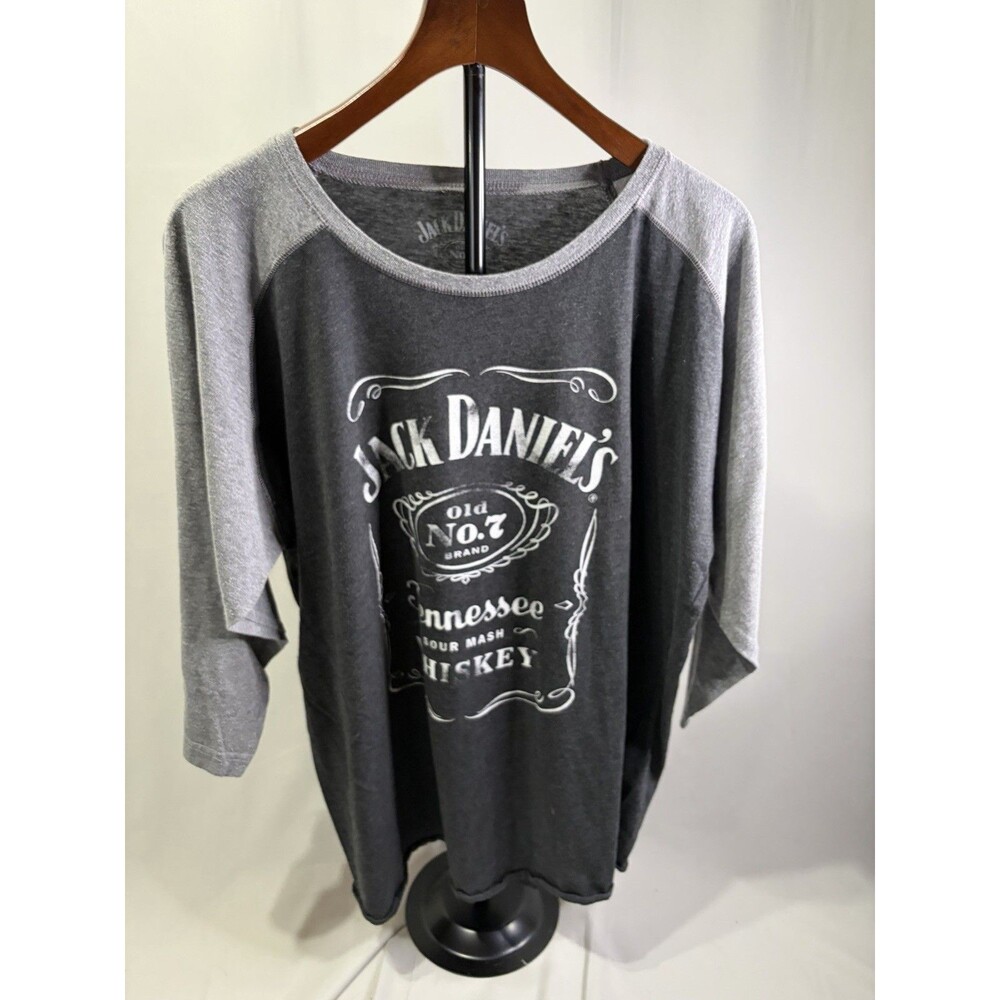 JACK DANIELS Tennessee Whiskey 3/4 SLEEVE RAGLAN Mens Black/White